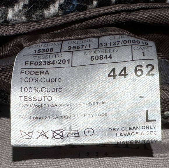 CANALI Wool Tweed Overcoat - Black/White/Blue - Picture 6 of 7